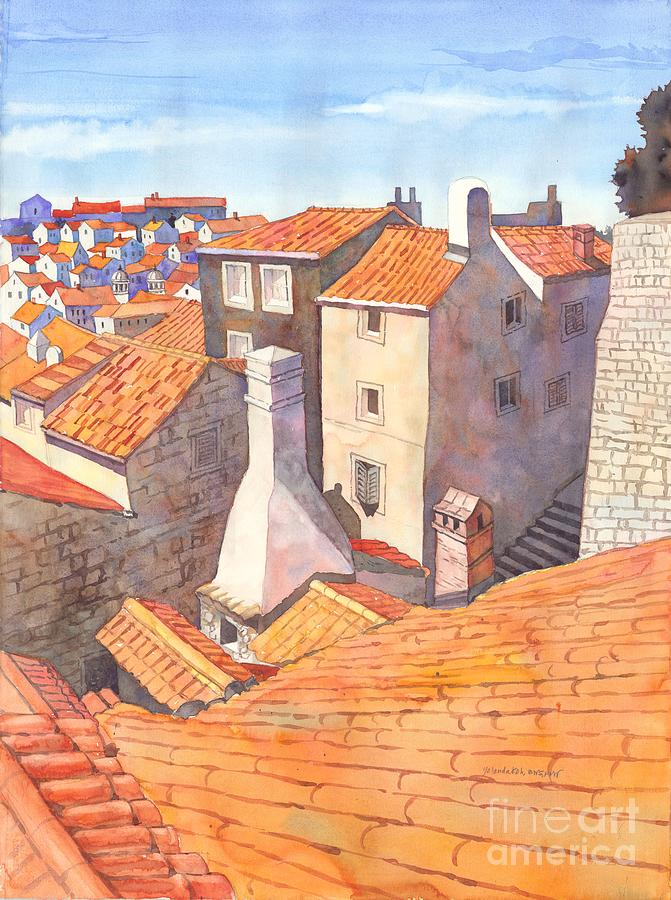 Dubrovnik Chimnies Painting by Yolanda Koh