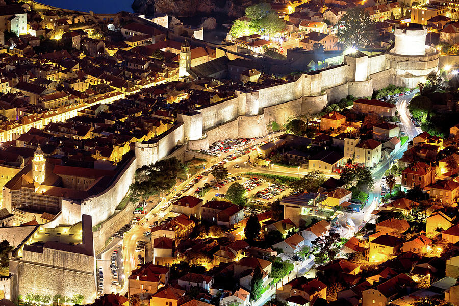 Dubrovnik city walls aerial evening view Photograph by Brch Photography