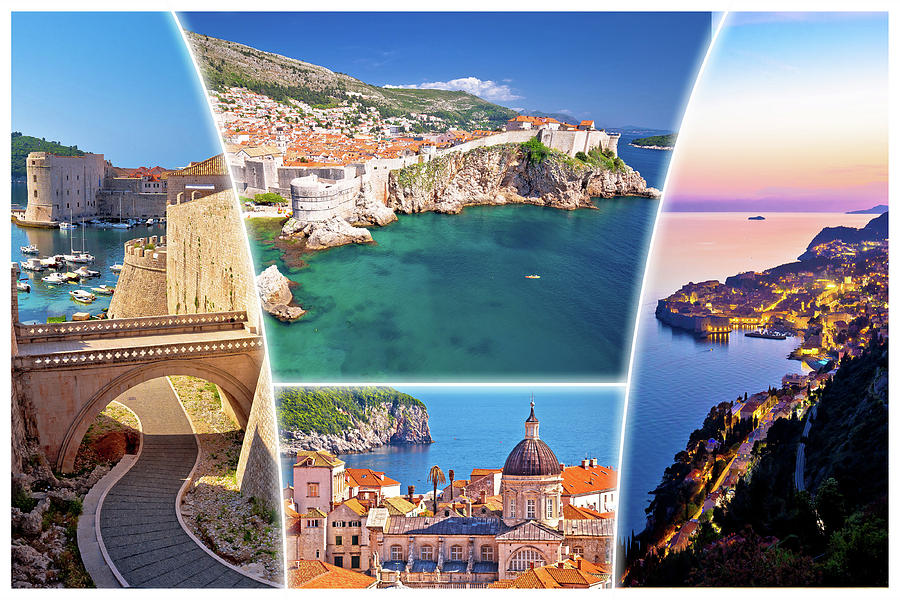 Dubrovnik postcard collage, famous tourist destination in Dalmat Photograph by Brch Photography