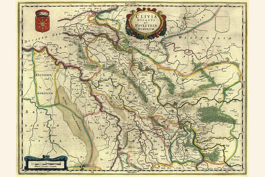 Duchy of Cleves and Ravenstein Domain Painting by Willem Janszoon Blaeu