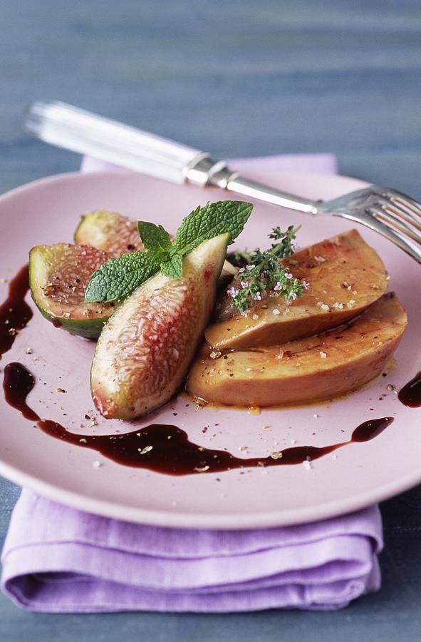 Duck Foie Gras With Figs And Balsamic Sauce Photograph by Paquin
