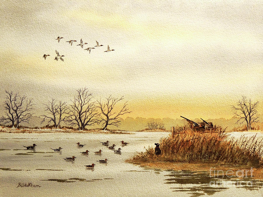 Duck Hunting For Pintails Painting by Bill Holkham