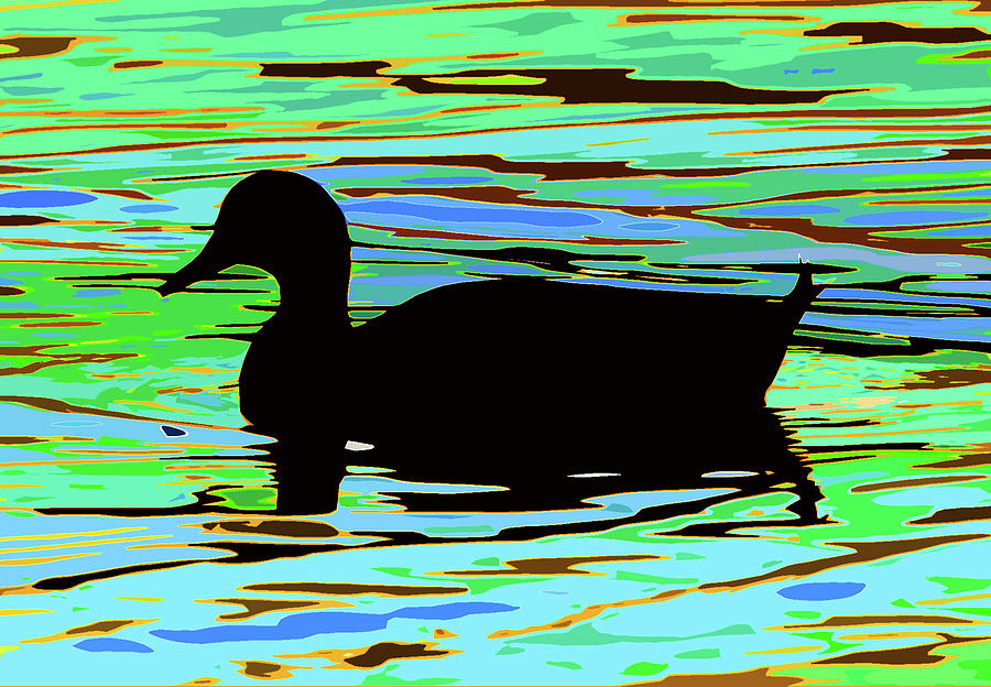 Duck in water Painting by David Lee Thompson