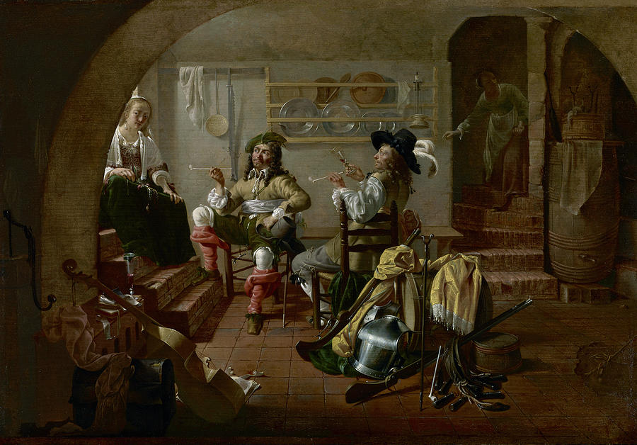 Interior with Soldiers and Women, c1650 Painting by Jacob Duck