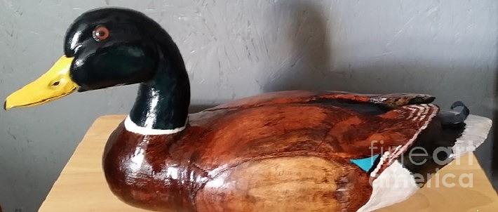 Duck Sculpture - Duck Wood Carving by Don n Leonora Hand Duck Sculpture - Duck Wood Carving by Don n Leonora Hand