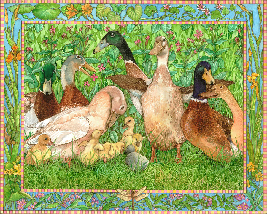 Ducks In A Row Painting by Wendy Edelson