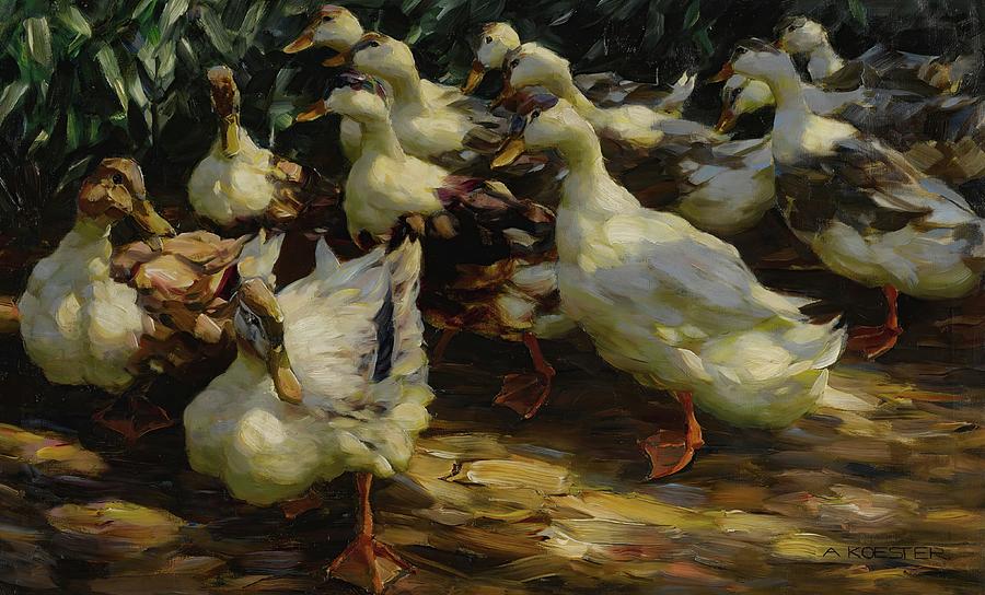 Ducks In Sunlight Painting by Alexander Koester - Fine Art America