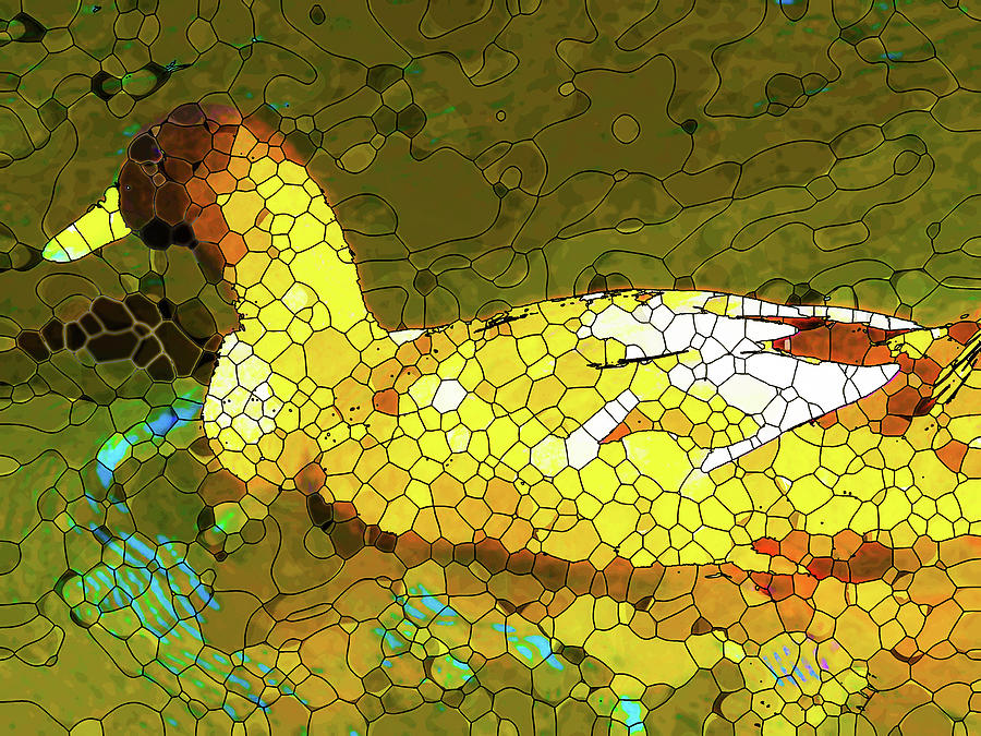 Ducks swim in a pond 11 Painting by Jeelan Clark