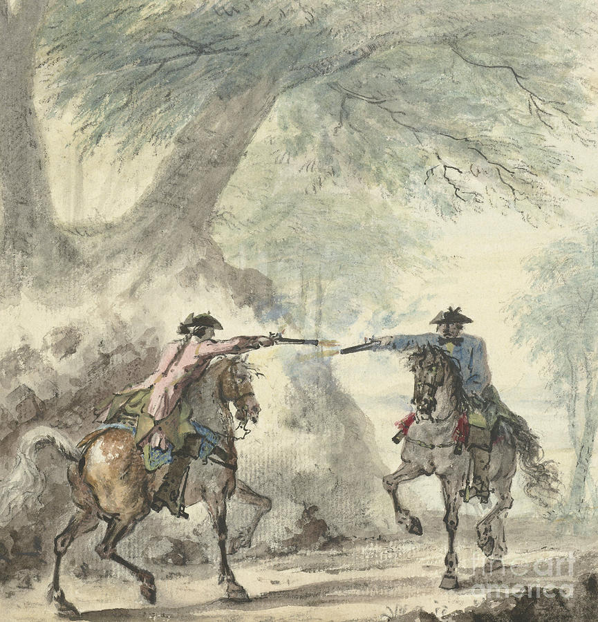 Duel, 1740 Drawing by Cornelis Troost