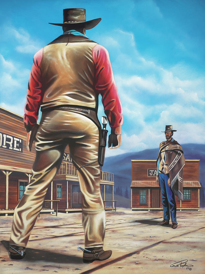 Gunfight Painting - Duel Of The Century by Geno Peoples