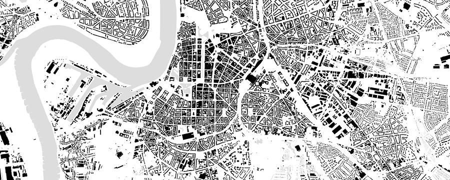 Duesseldorf building map Digital Art by Christian Pauschert
