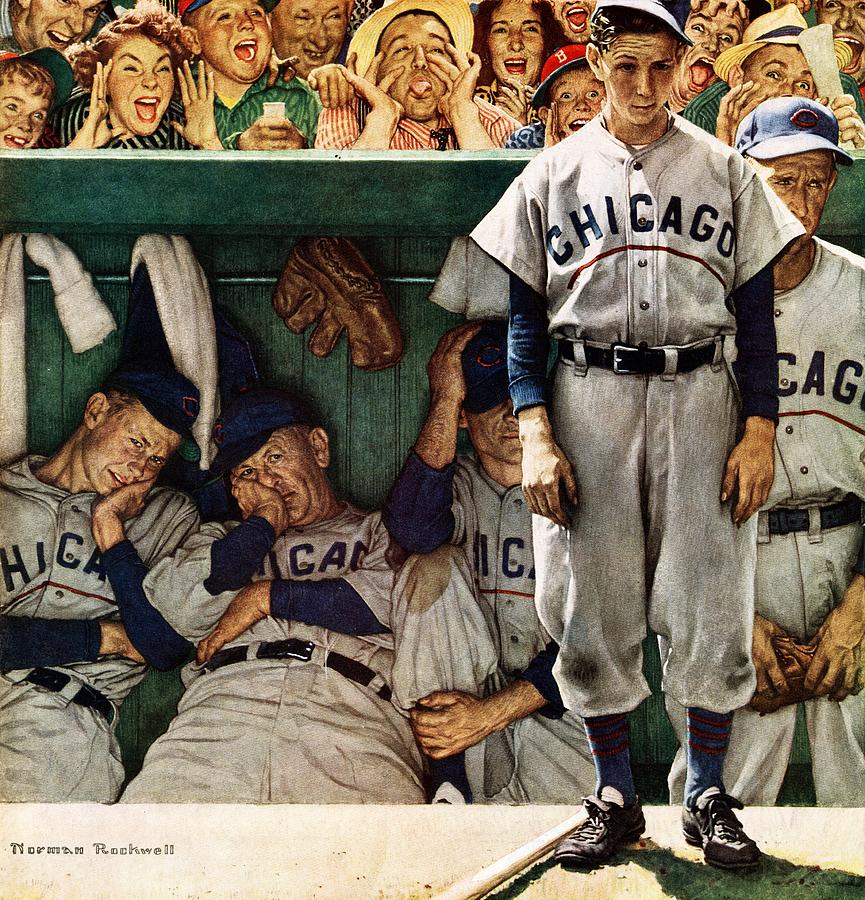 Norman Rockwell Painting - dugout by Norman Rockwell