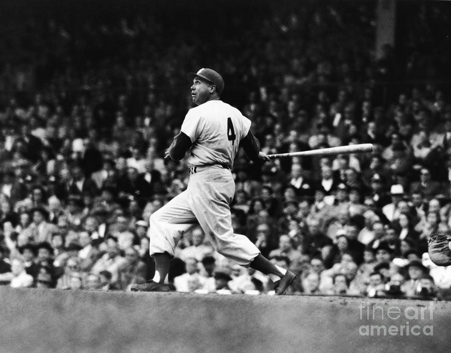 Duke Snyder Gets A Hit Photograph by Robert Riger Duke Snyder Gets A Hit Photograph by Robert Riger