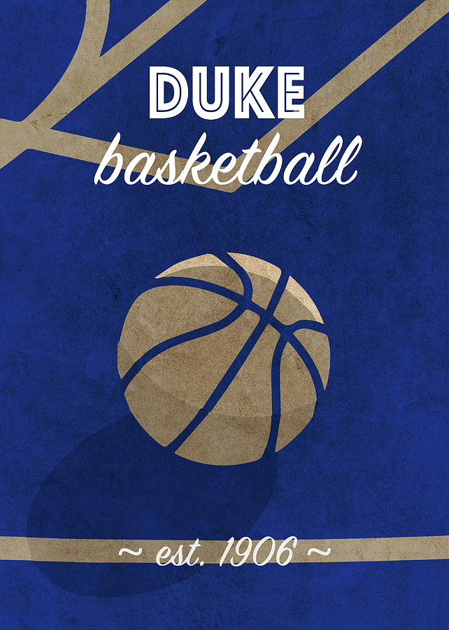 Duke University Mixed Media - Duke University Retro College Basketball Team Poster by Design Turnpike