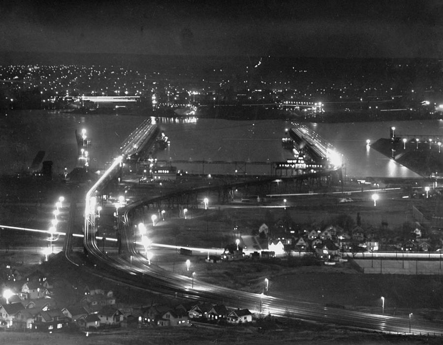 Port Photograph - Duluth at Night by Charles Steinheimer