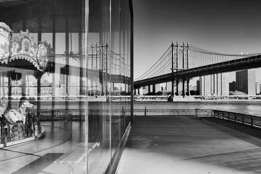 Black And White Digital Art - Dumbo With Manhattan Bridge, Nyc by Riccardo Spila