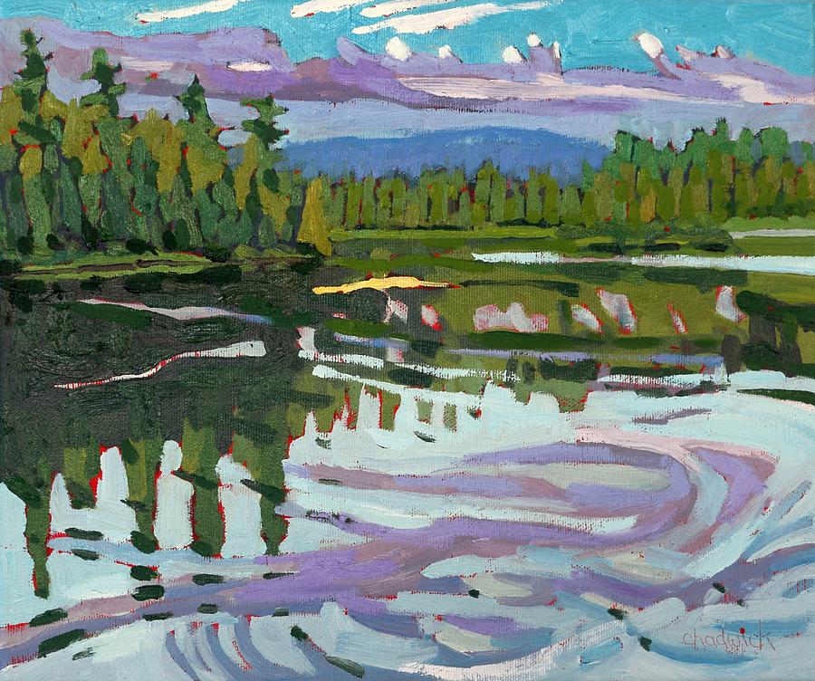 Impressionism Painting - Dumoine Channel Upstream from Robinson by Phil Chadwick