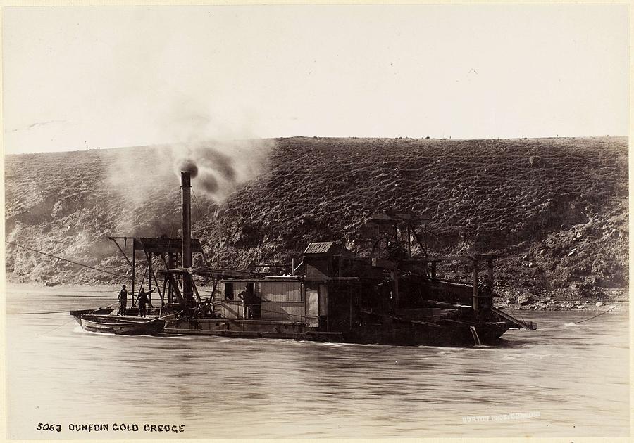 Dunedin Gold Dredge  1870 1880s  Otago  by Burton Brothers studio Painting by Celestial Images