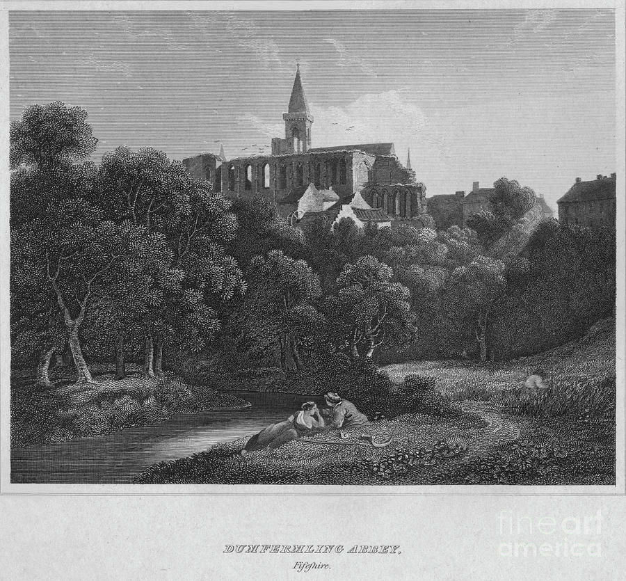 Engraving Drawing - Dunfermline Abbey, Fifeshire, 1814 by Print Collector