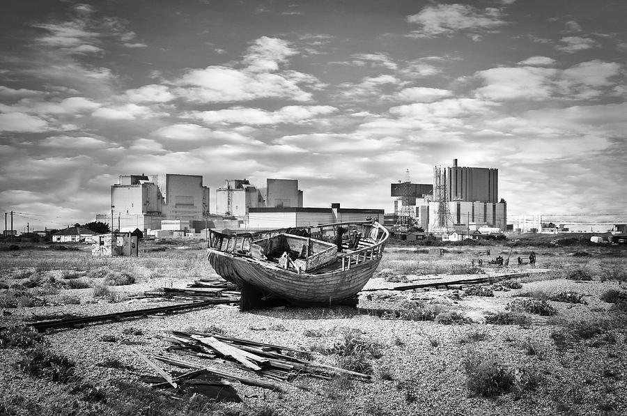 Landscape Photograph - Dungeness Boat and Power Station by David Resnikoff