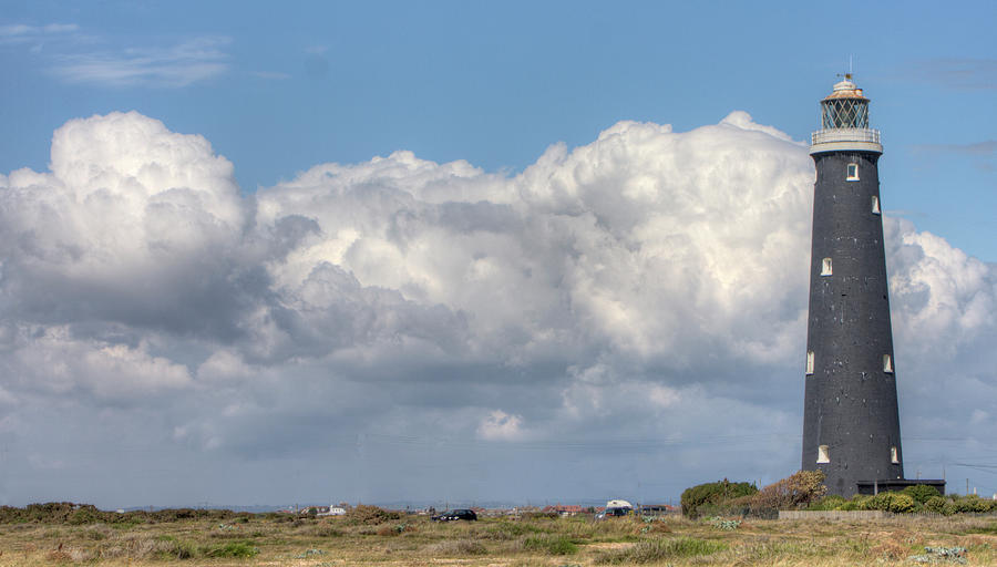 Nature Photograph - Dungeness Lighthouse And Clouds by Steve Stringer Photography