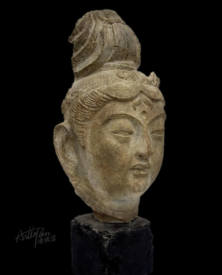 Dunhuang Bodhisattva head statue-ArtToPan carving- character realistic clay sculpture Sculpture by Artto Pan