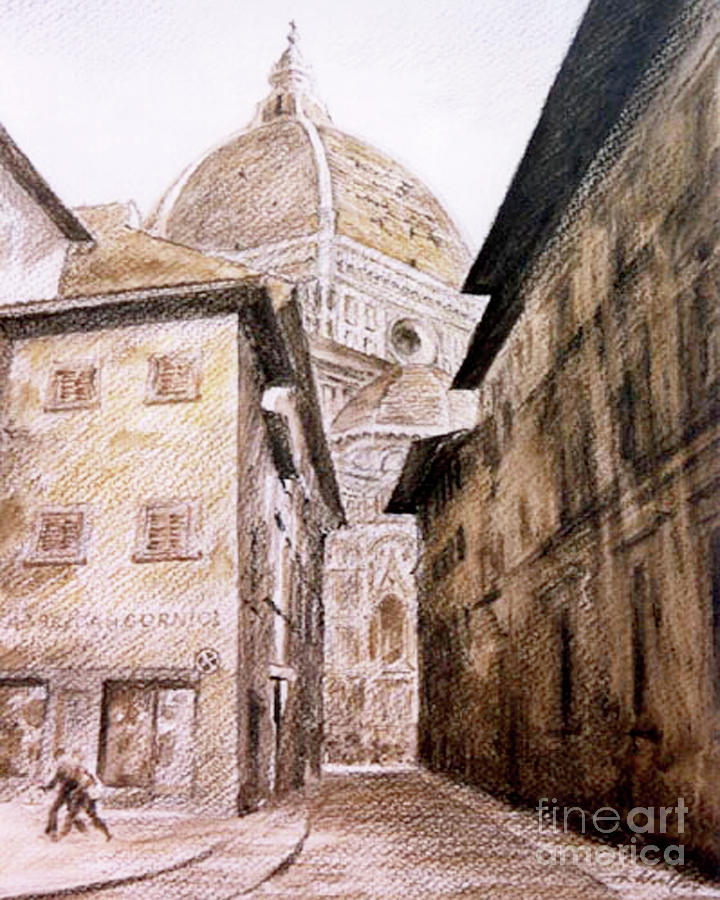 Duomo Di Firenze Drawing - Duomo di Firenze, Florence, Italy by Anatol Woolf