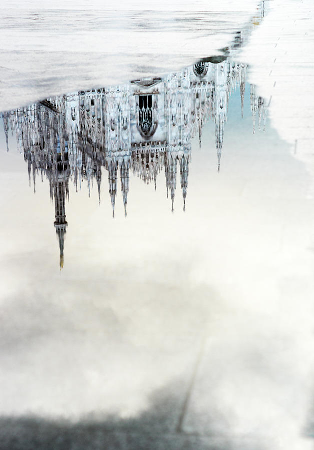 Duomo Reflected In A Puddle Of Water Photograph by Gary Yeowell