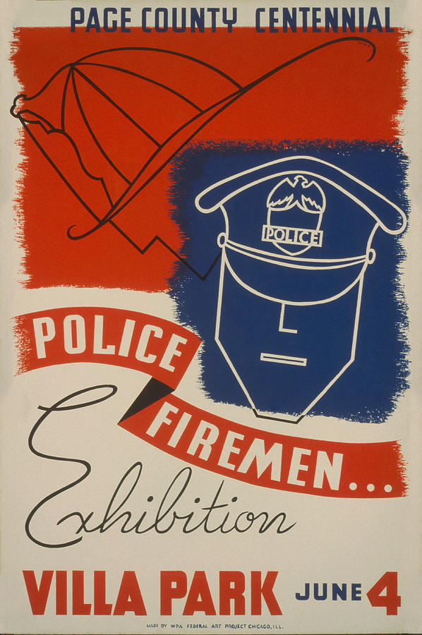 DuPage County centennial--Police, firemen...exhibition Painting by Joseph Dusek
