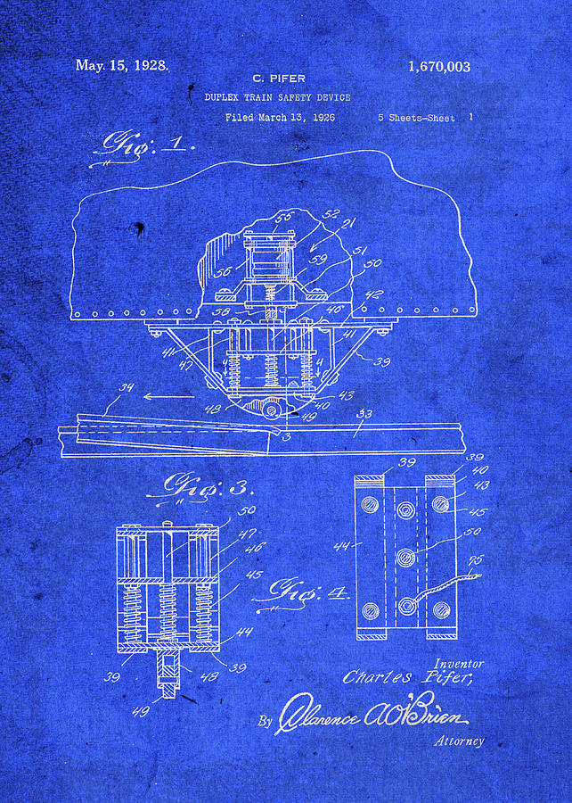 Device Mixed Media - Duplex Train Safety Device Patent Blueprint by Design Turnpike
