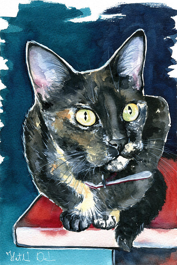 Duquesa Tortie Cat Painting Painting by Dora Hathazi Mendes
