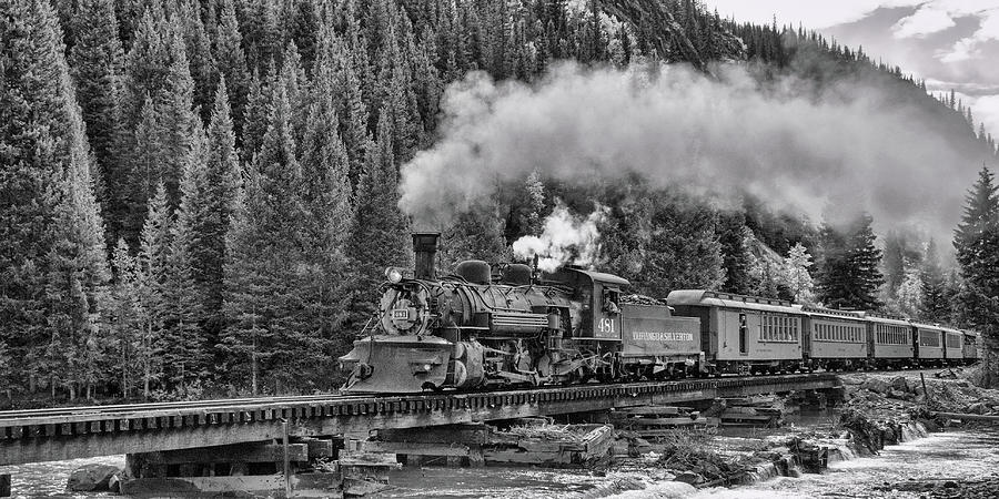 Durango and Silverton black and white Photograph by Steve Stuller
