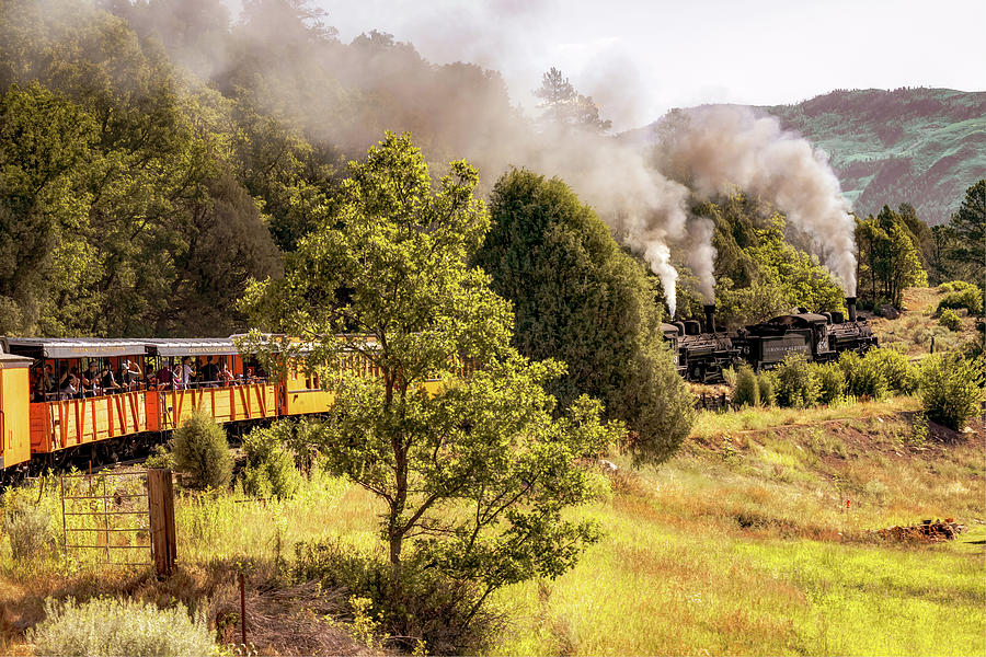 Durango Railroad Blowing Smoke - Colorado Mountain Landscape Photograph by Gregory Ballos