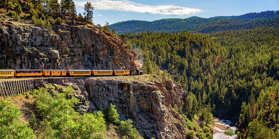 America Photograph - Durango - Silverton Colorado Mountain Train Panoramic Landscape by Gregory Ballos