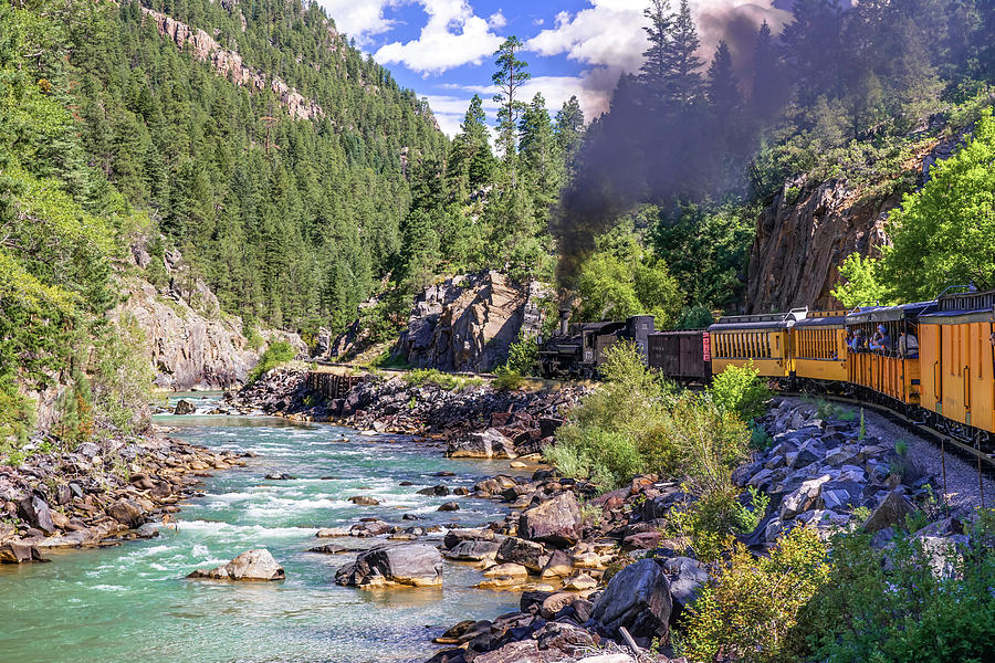 Durango Silverton Colorado Train Along the Animas River Photograph by Gregory Ballos