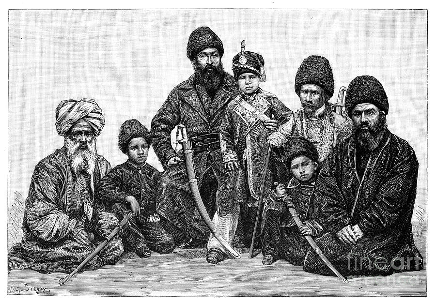 Engraving Drawing - Durrani Chiefs, Afghanistan, 1895 by Print Collector