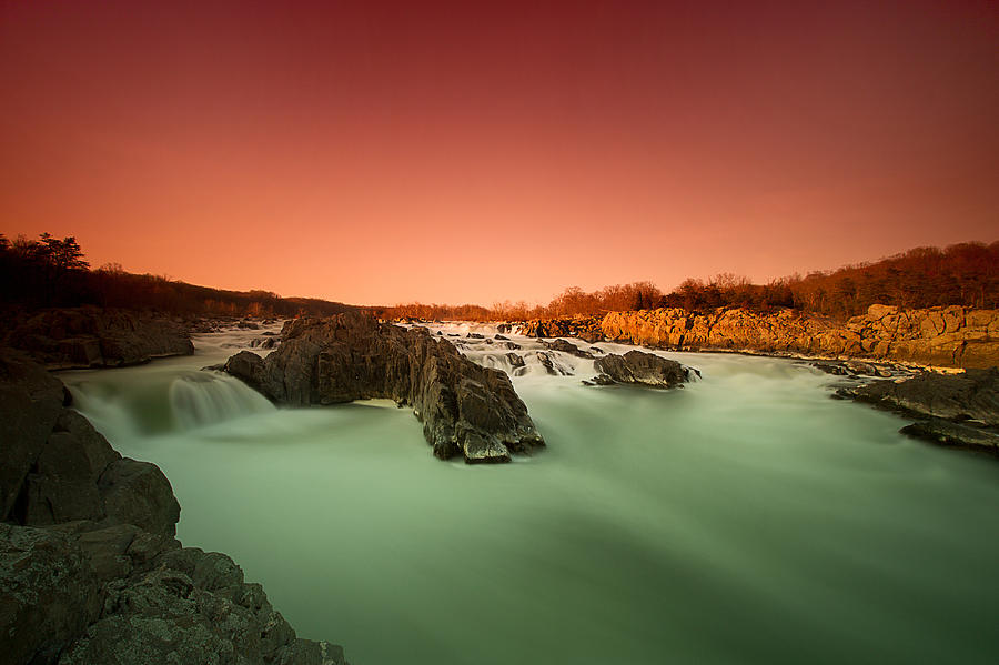 Dusk At Great Falls, Virginia Photograph by Mark K. Daly