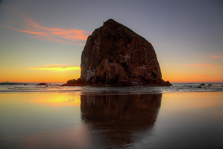 Dusk at Haystack Rock  0863 Photograph by Kristina Rinell