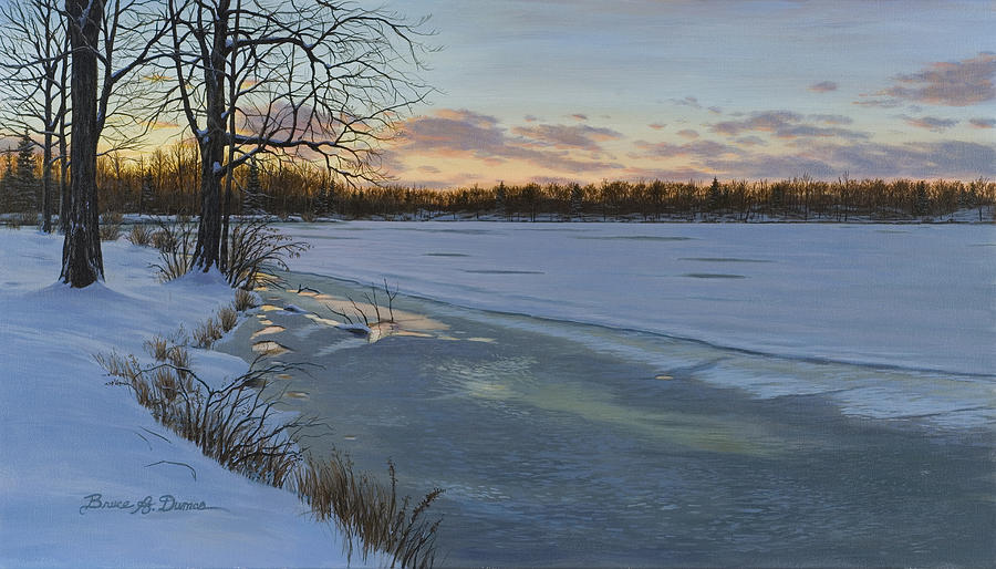 Dusk at North Farms Reservoir Painting by Bruce Dumas