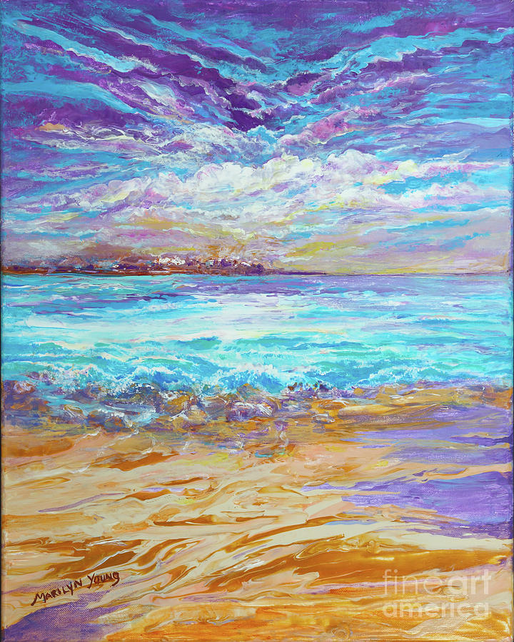 Dusk at the Beach Painting by Marilyn Young