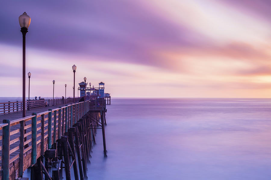 Pier Photograph - Dusk At The Oceanside Pier by Chris Moyer