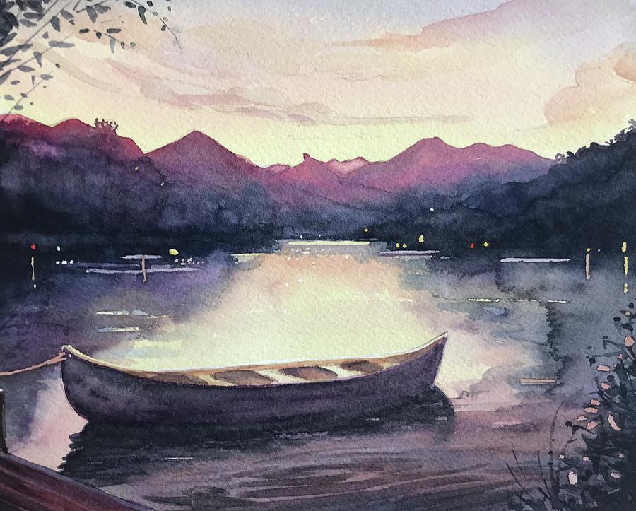 Watercolor Photograph - Dusk Canoe by Luisa Millicent