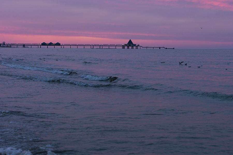 Dusk Over The Pier At Heringsdorf, Usedom Photograph by Jalag / Natalie Kriwy