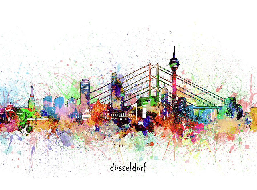 Dusseldorf Skyline Artistic Digital Art