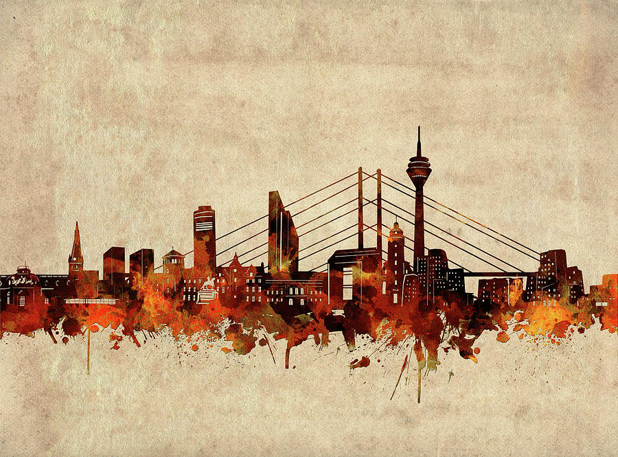 Dusseldorf Skyline Sepia Digital Art