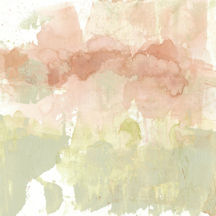 Abstract Painting - Dusty Blush & Olive I by Jennifer Goldberger
