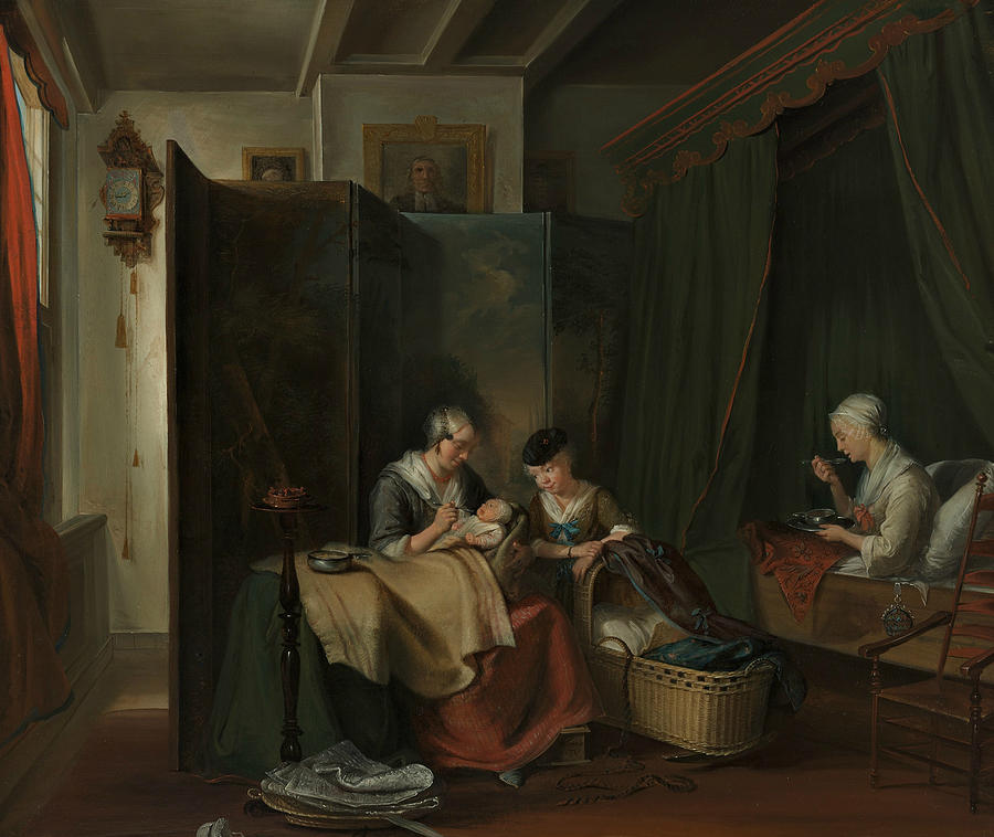 Dutch Delivery Room Painting by Cornelis Troost