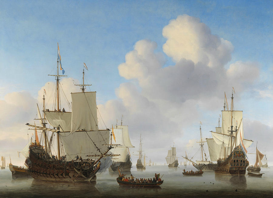 Dutch Ships in a Calm Painting by Willem van de Velde the Younger