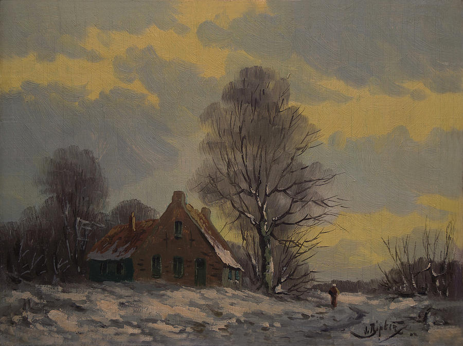 Dutch snow landscape Painting by Nop Briex