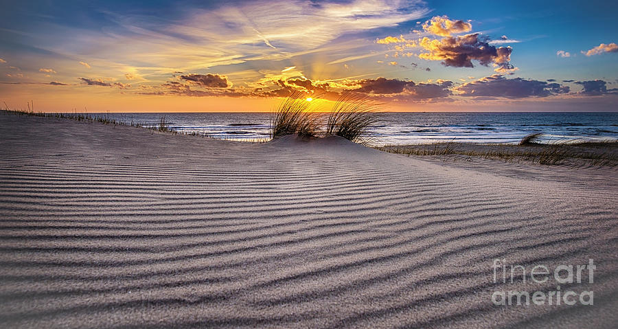 Dutch Sunset from a sand dune Photograph by Alex Hiemstra